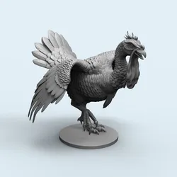 Battle Turkey Fantasy Fantasy Fantasy Combat Bird Miniature Epic Display Sculpture for 3D Printing