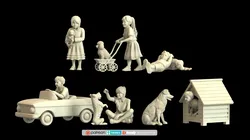 Children and Dogs Set Scale 116 STL Files for 3D Printing 3D Print Model in Child 628321