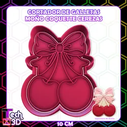 COQUETTE CHERRY BOW 🍒 COOKIE CUTTER / COQUETTE CHERRY BOW COOKIE CUTTER