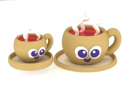 Cute Cartoon Coffee Cup 3D Printable Model 3D Print Model in Sculpture 628096
