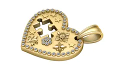 Elegant Heart-Shaped Puzzle Pendant with Diamond Detailing 3D Print Model in Pendants 628185