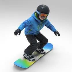 Fast Skiing Boy Figure - Dynamic Downhill Ski Kid for 3D Printing