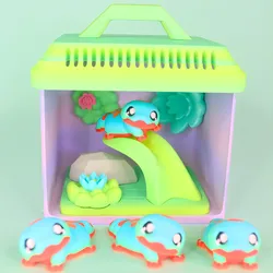 Gecko Flexi + Terrarium Display STL | Print-in-Place Articulated Gecko & Tank