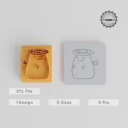 Innocence Stamp Tile Set, 5 Sizes (20-40mm) for Clay & Cookies, Happy Succubus Emotion Motif Collection
