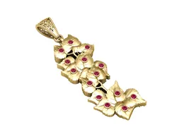 Luxury Floral Leaf Pendant with Ruby Stones 3D Printable Gold Jewelry Model