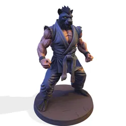PBR Anthropomorphic Martial Arts Black Panther Statue 3D Print Model in Sculpture 642534