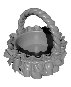 Ribbon Ruffle Basket | Bow Handle Decorative Storage Basket | Vanity Cosmetic Brush Holder