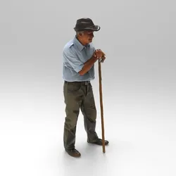 Shepherd Figure with Staff - Sheep Herder Watching the Flock for 3D Printing