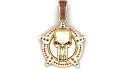 Skull Star Medallion Pendant with Ruby Settings