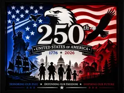 USA 250th Birthday Light box - Free 3D Print Model