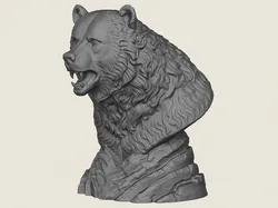 Wild Bear Bust 3D Print Model in Animals 628313