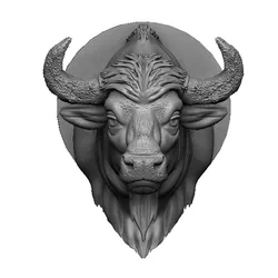 Bison head 3D Print Model in Pendants 589546
