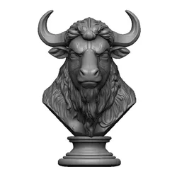 Bison head bust 3D Print Model in Sculpture 589549