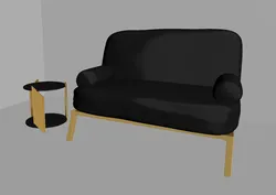 Black and gold sofa with side table low poly OWENDAL