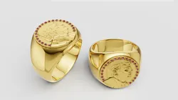 Bold Gold Faces Ring 3D Printable Model 3D Print Model in Pendants 589828