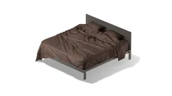 Brown Wooden Double Bed - king size bedding with pillow and mattress