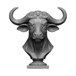 Buffalo head bust 3D Print Model in Sculpture 589555