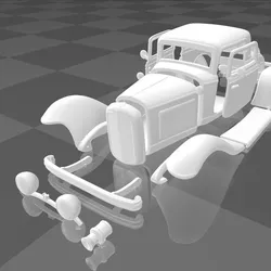 Ford Model B De Luxe Coupe V8 1932 – One Piece Body Shell (Body Car) – STL 3D Print