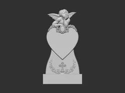 Memorial Tombstone with Angel 3D Print Model in Signs and Logos 590623
