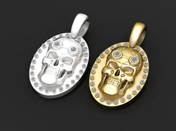 ROUND SKULL FACES PENDANT 3D Print Model in Pendants 589859