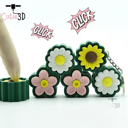 🌸 Cutie3D Spring Flower Set of Clicker Keychains - Cute Backpack Keychain