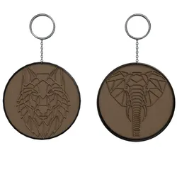 Elephant and Wolf Keychain