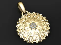 Gold floral pendant 3D Print Model in Pendants 592019