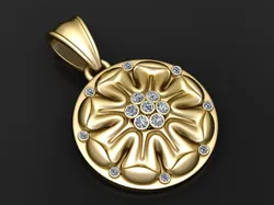 Gold floral pendant 3D Print Model in Pendants 592023