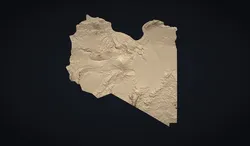 Libya physical map bas relief 3D Print Model in Signs and Logos 592567