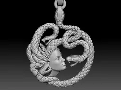 Medusa Sculpture pendant jewelry Gold necklace