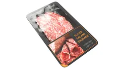Salami sausage sliced in packaging