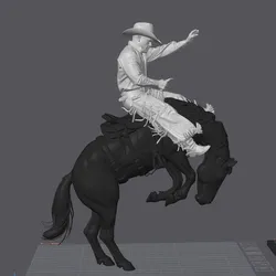 Sculpture of a Cowboy on a Bucking Horse