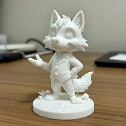 WOLF / FENN Figurine Wolf / Fox Anthropomorphic Gentleman Chibi | Forest Mushroom Base Kawaii Animal 3D Printable STL & 3MF