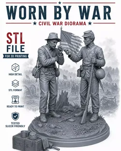 Worn by War Civil War Diorama STL File for 3D Printing