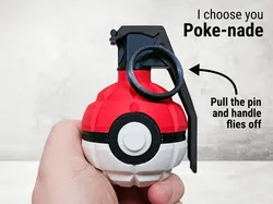 Granada Pokeball | Tira del pasador y el mango salta - Modelo de impresión 3D gratuito