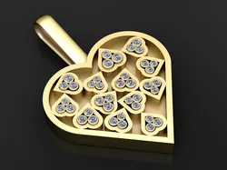 Heart-Shaped Diamond Pendant 3D Print Model in Pendants 595493