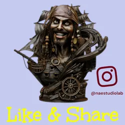 Jack Sparrow – Captain of the Black Pearl | Playful High-Relief Pirate Ship 3D Bust