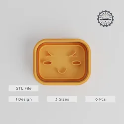 Kawaii Face Shape Cutter & Stamp, Cookie & Fondant Tool Set, Includes S/M/L Sizes, 6 Piece Bundle