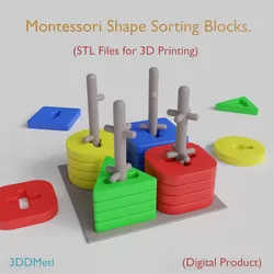 Montessori Shape Sorting Toy Educational Stacking Blocks for Kids STL Files for 3D Printing Le 3D Print Model in Board Game 596136