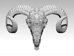 Ram skull carved high detailed 3d print
