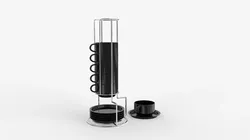 Stackable Demitasse Cups with Metal Stand