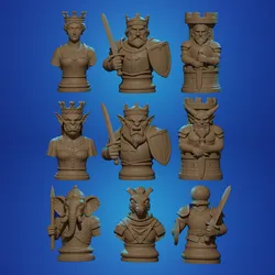 Orc vs Human Fantasy Chess Set – 3D Printable STL (Board + 9 Unique Pieces)