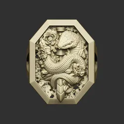 Snake ring design serpent python anaconda mamba poison pendant