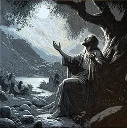 Jesus praying in the moonlight - filament painting