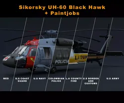 Sikorsky UH-60 Black Hawk plus 7 Skins 3D model