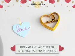 Valentine Heart Love Earring Clay Cutter STL