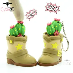 🌵 Cutie3D Cute Cactus Boots Fidget Clicker Keychain - Cute Backpack Keychain