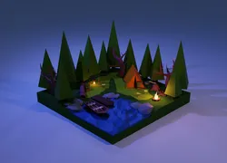 Forest and Lake Night