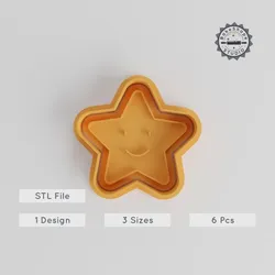 Kawaii Star Shape Cutter & Stamp Set, Cute Cookie Fondant Tool, 3 Sizes, Kawaii Icons Collection