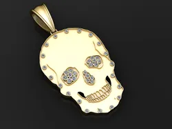 Skull Pendant Pave Diamond Skull Diamond Pendant 3D Print Model in Pendants 575958
